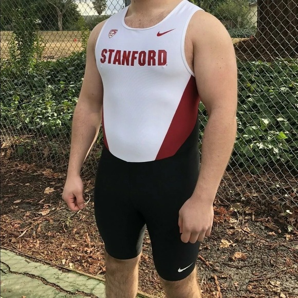 Nike Swim Stanford Men Track Field Singlet Compression Tight Team